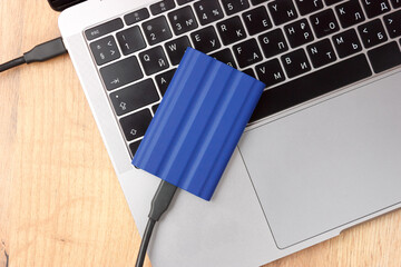External hard drive on laptop