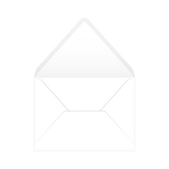 White open envelope mockup template. Euro flap luxury mailing envelope for wedding, invitations, graduation, birthday, party and more. Ready to use for your design or business. Vector illustration.