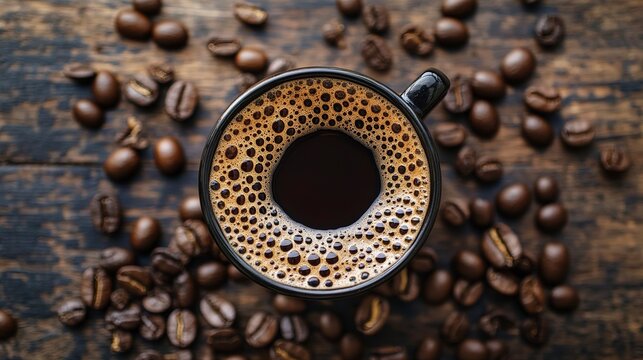 Java program demonstrating multithreading concepts while enjoying a cup of coffee amidst coffee beans