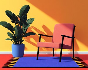 Mid-century modern interior design inspiration vibrant space living room decor colorful environment contemporary viewpoint
