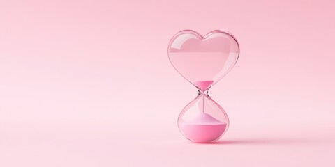 Fototapeta premium Pink Hourglass with Heart Shape
