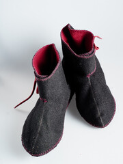 Vintage Viking Leather Shoes. Knight ancient boots