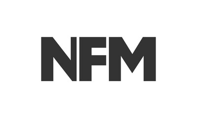 NFM logo design template with strong and modern bold text. Initial based vector logotype featuring simple and minimal typography. Trendy company identity.