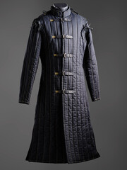 Historical fashion. Medieval knight cloth. Padded jacket gambeson.