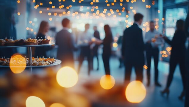 Blurred Corporate Event with Appetizers