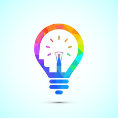 Electric light bulb icon design illustration, Creative idea icon, low poly style