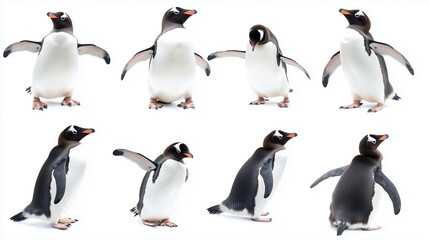 Obraz premium set of penguins in different poses isolated on white background