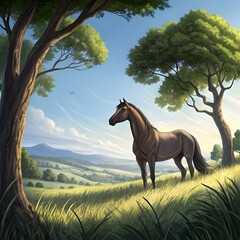 horse in nature generate image