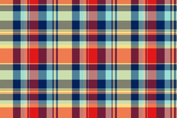 Vibrant, seamless plaid pattern in warm and cool tones.  Perfect for textile designs, website backgrounds, or fashion illustrations.
