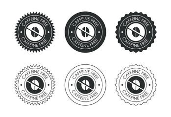 Caffeine free icon design illustration, No caffeine badge, sticker label design