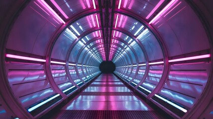 Tunnel Durchgang mit Neon Beleuchtung