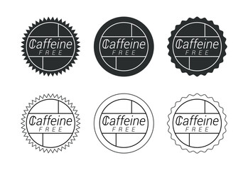 Caffeine free icon design illustration, No caffeine badge, sticker label design