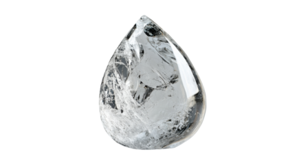 Polished quartz crystal drop with transparent background