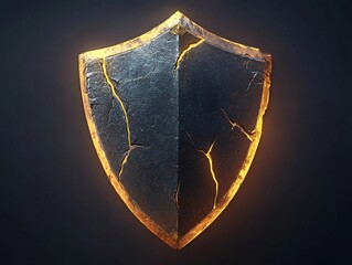 Broken Shield Icon Ultra-Detailed Hyper-Realist