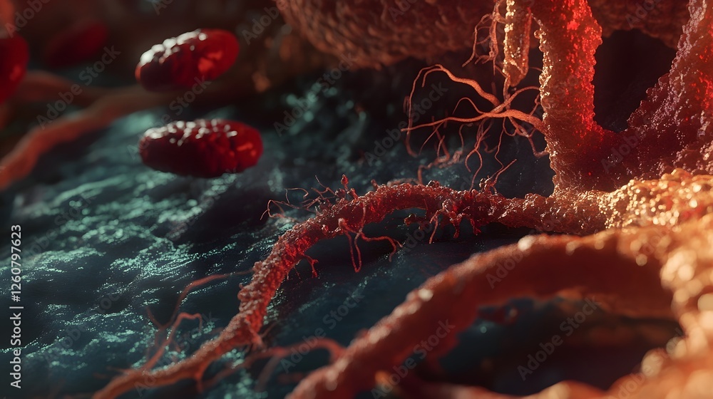 Leinwandbilder captivating microscopic view of an intricate organic cellular structure rendered in vivid digital de