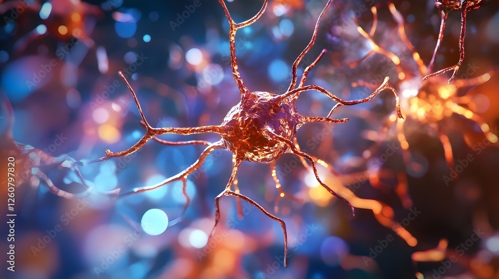 Aufkleber Captivating microscopic view of the intricate neural network and anatomy of the cerebral cortex showcasing the vibrant complex and interconnected structure of the brain s gray matter