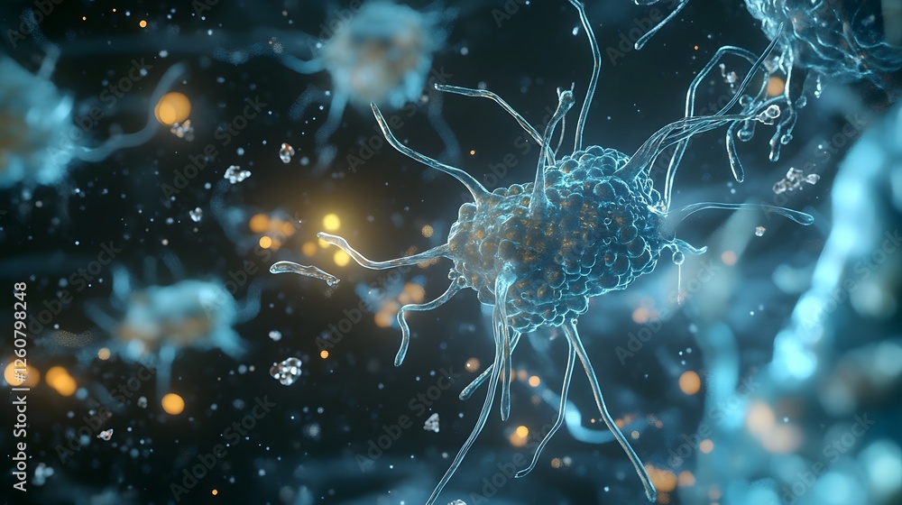 Fototapete captivating microscopic view showcasing the intricate molecular structures and dynamic biological pr