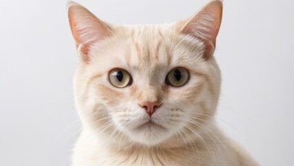 Fototapeta premium Portrait of Cream british shorthair cat on grey background