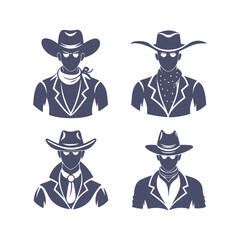 Cowboy Silhouettes Set Clip art Vector Illustration