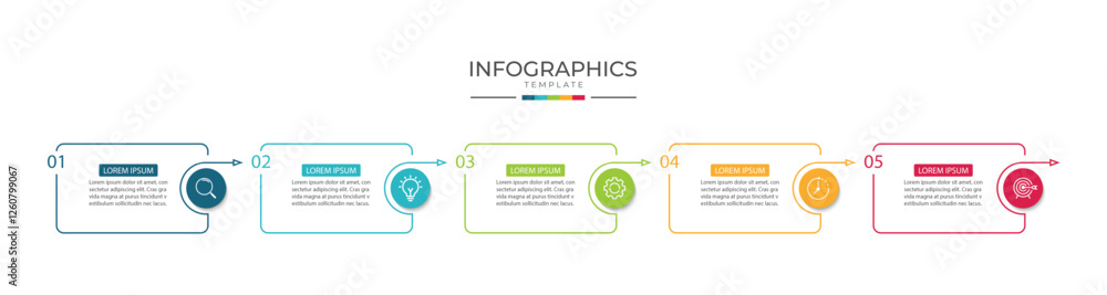 Fototapete vector infographic thin line design with marketing icons. business concept with 5 options, steps or 