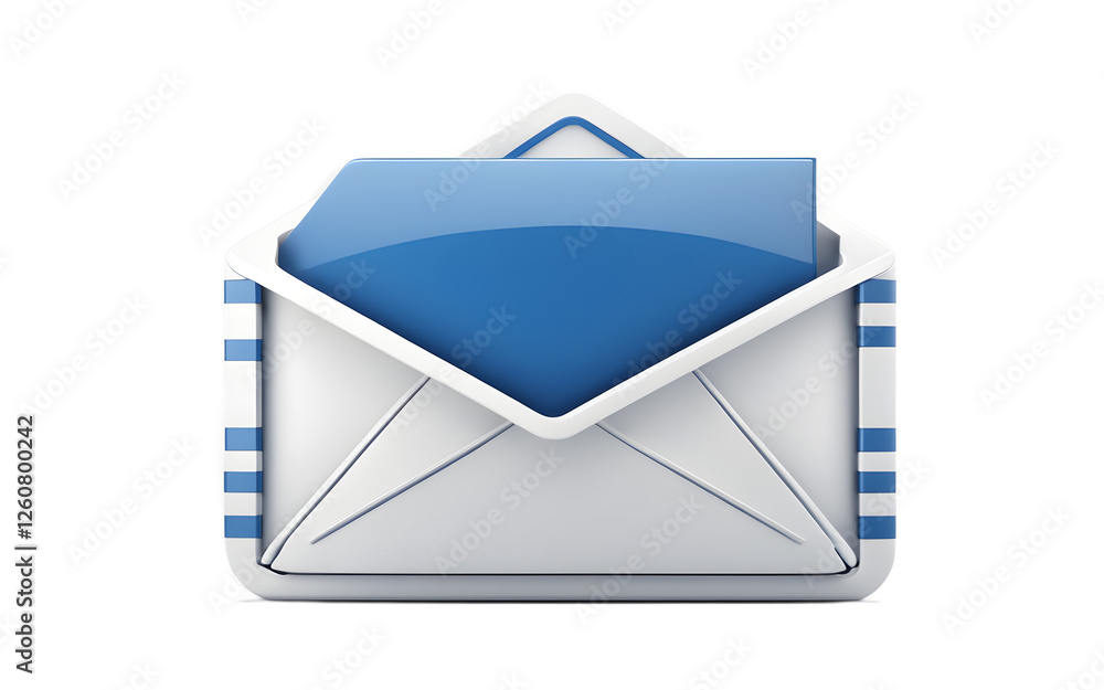 Poster a classic email icon in blue and white, isolated on a empty plain background