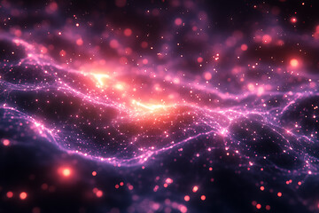 Fototapeta premium An abstract digital banner featuring a data connection theme in black and violet neon colors