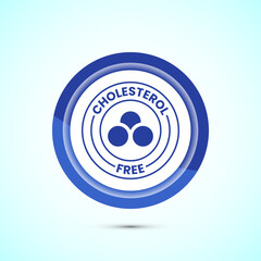 Cholesterol free icon, Cholesterol free logo badge, Suitable for product label, Blue color button design