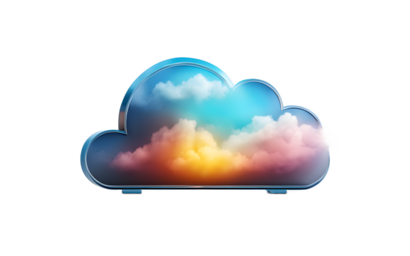 A cloud computing icon with a digital effect, isolated on a empty plain background - Powered by Adobe