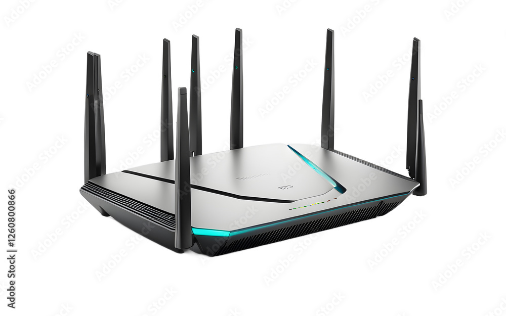 Poster A WiFi range extender with external antennas, isolated on a empty plain background