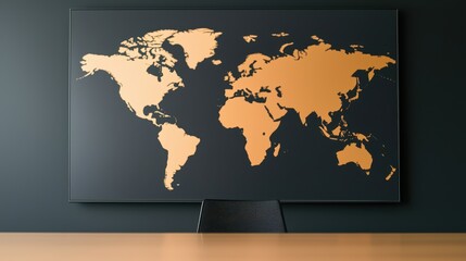 Human Resource Diversity Strategy Concept, Global Diversity Map Displayed on Large Screen in Modern Conference Room for Business Meeting Presentation
