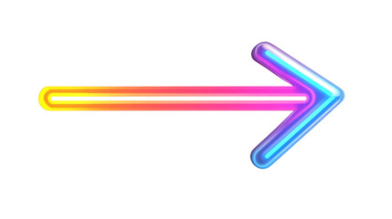 Glowing neon arrow pointing right on transparent background