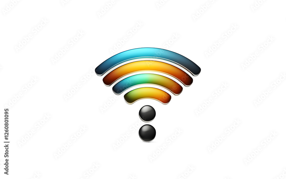 Poster a wifi signal strength icon with full bars, isolated on a empty plain background
