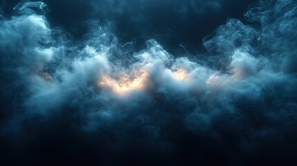 Fototapeta premium Abstract blue smoke billows across a dark blue backdrop