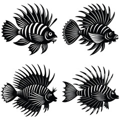 creative Lionfish silhouette vector logo design Collection
