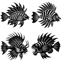 creative Lionfish silhouette vector logo design Collection