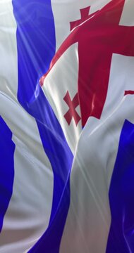 Adjara flag waving at wind in slow. 4K Vertical. Loop