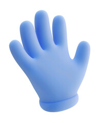 Obraz premium Blue cartoon glove in 3D illustration with smooth texture and rounded shape. Playful and modern design element. Perfect for digital graphics. Isolated on transparent background, png.