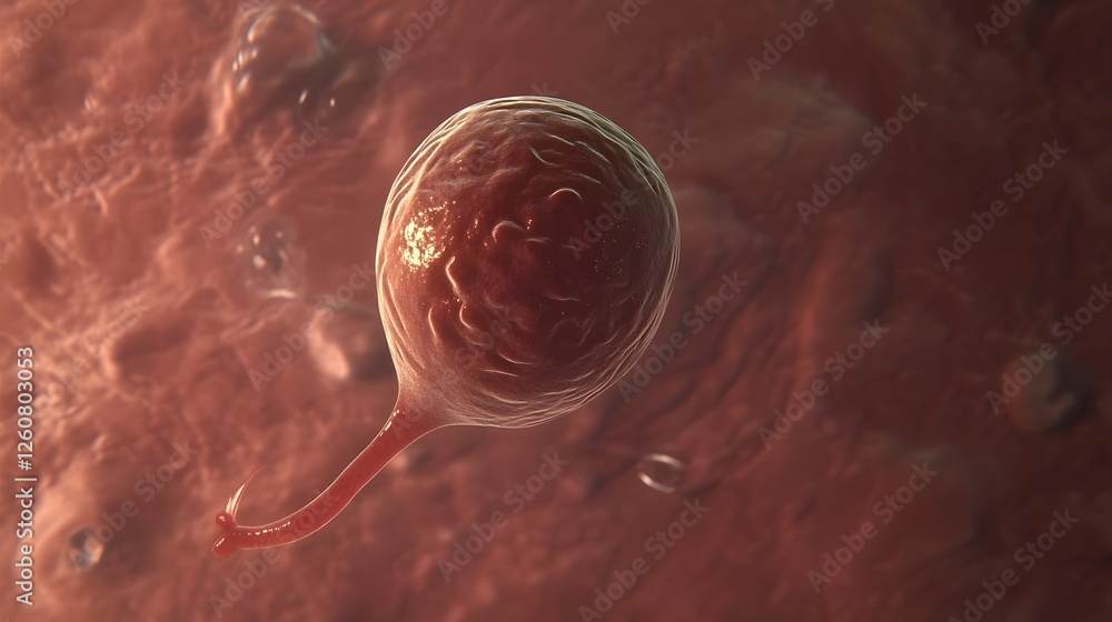 Poster close up microscopic view of developing embryonic cells organelles and molecular structures in a sci