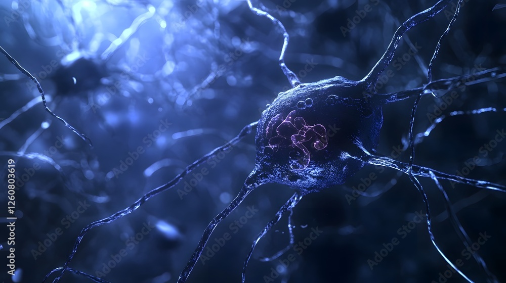 Aufkleber Close up Microscopic View of Intricate Nerve Cell Network with Interconnected Synapses and Electrical Impulses Representing the Complexity of the Nervous System and Medical Research