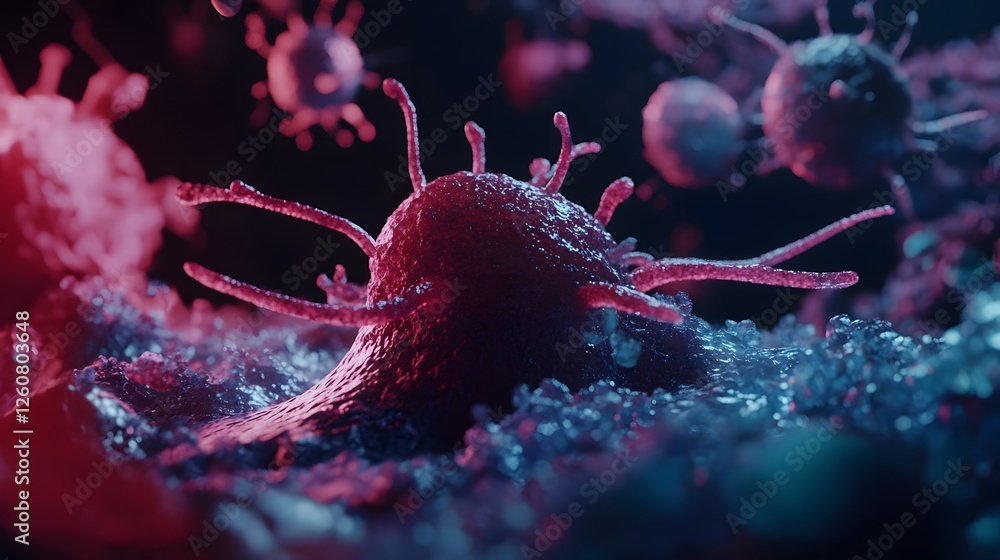 Poster close up microscopic view of various infectious microorganisms such as viruses bacteria and other pa