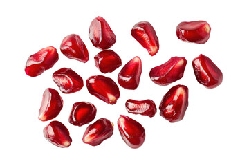 Top view of pomegranate seeds isolated on transparent or white background, png 