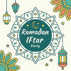 Ramadan Iftar party , Iftar party Invitation, Iftar invitation template in paper style, Ramadan Iftar party design banner, Ramadan Iftar party design flyer