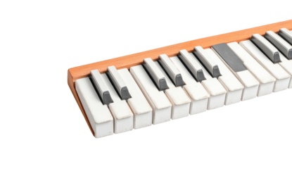 Playing melodies on a piano keyboard studio isolated on transparent background, png
