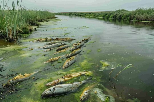 Estuary suffering from eutrophication