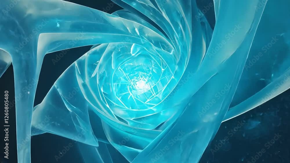 Wall mural abstract swirling light: a mesmerizing swirl of luminous, translucent turquoise forms converge on a 