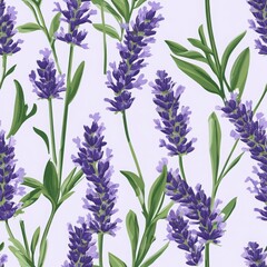 Obraz premium Lavender Flower Pattern On Light Purple Background