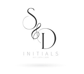 SD Monogram logo, Minimalist Typographic Line Monogram Logo, SD Wedding monogram logo