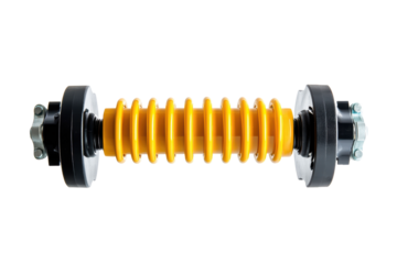 Yellow front shock absorber car isolated on transparent or white background, png 