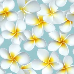 Fototapeta premium Seamless Pattern Of White Plumeria Flowers
