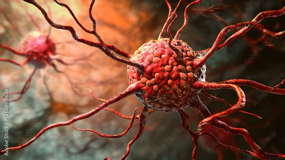 Poster closeup detailed microscopic view of the complex neural network and cell structure within the nervou